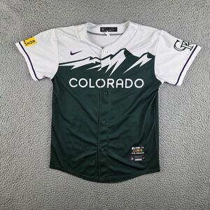 Colorado Rockies City Connect Jersey CJ Cron #5 Youth M (8/10) Green White MLB